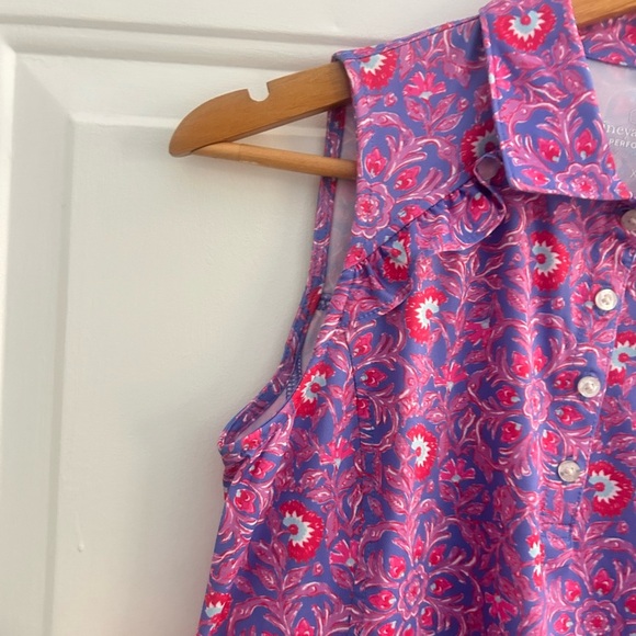 Vineyard Vines • NWT Ruffle Performance Sleeveless Purple/Pink Polo Golf Tennis - Picture 7 of 10